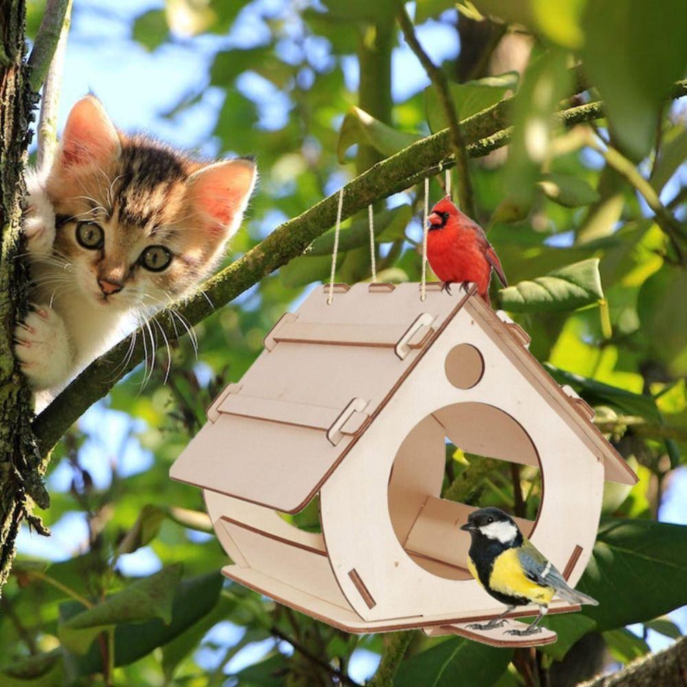 

Durable Bird Nest Wooden Bird Cage Bird Raising Tool Bird Feeder Tree Style 2