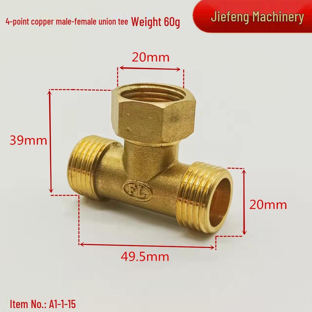 4-Point Copper Male Elbow Tee Union with Internal/External Thread for Plumbing and Pipe Joint Accessories