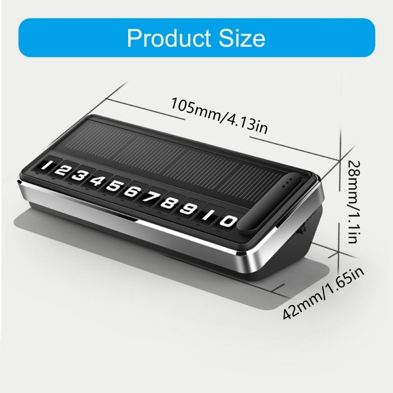 Solar Powered Privacy Parking Phone Number Plate With LED Light And Rotating Switches For Car Motorcycle