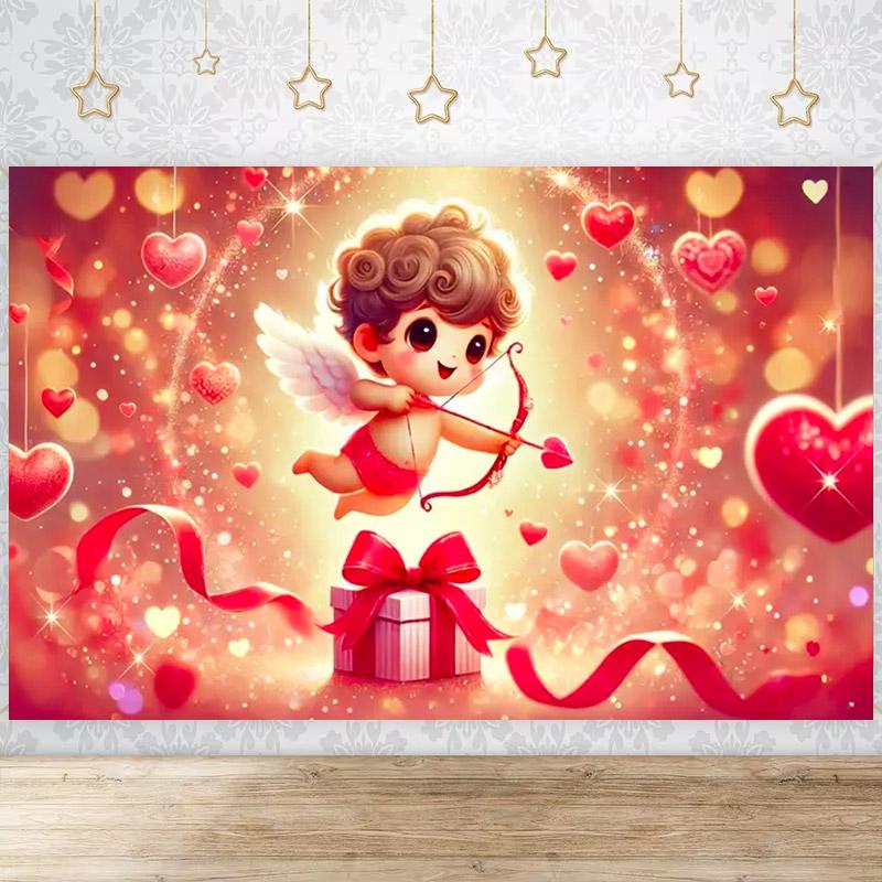 Valentine's Day Photography Backdrop February 14 Romantic Valentine Scenes Red Love Heart Floral Wedding Party Photo Background