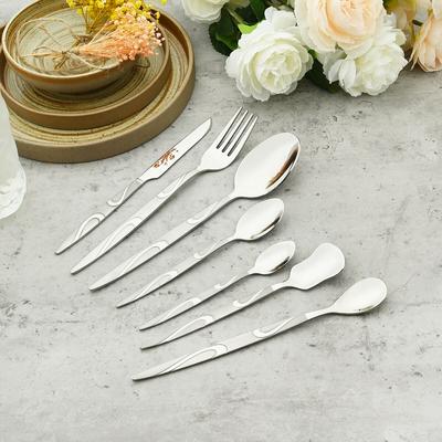 Set di posate a specchio vintage, posate in acciaio inox, coltello, forchetta, cucchiaio da gelato, set di stoviglie creativo con cucchiaio da dessert
