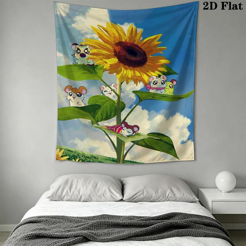 Hamtaro Wall Tapestry Aesthetic Wall Hanging Printed Fabric Blanket Decorative Tapestries for Bedroom Living Room Home Decor