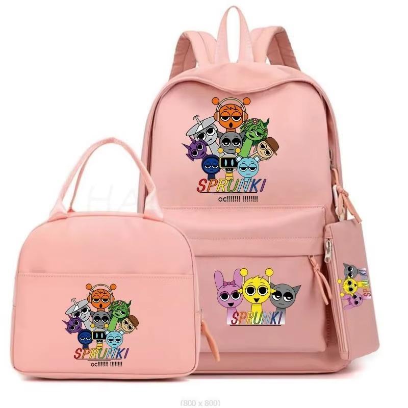Cartoon Peripheral Printing Fashion Children'S Schoolbag Three-Piece Meal Bag Casual Pencil Bag