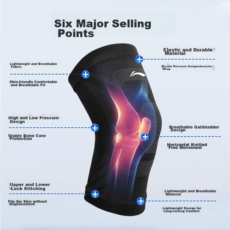Li-Ning Knee Pads for Sports And Warmth, Suitable for Men And Women, Running, Cold Legs, Meniscus Injury, Joint Pain, Hiking, Basketball, Badminto