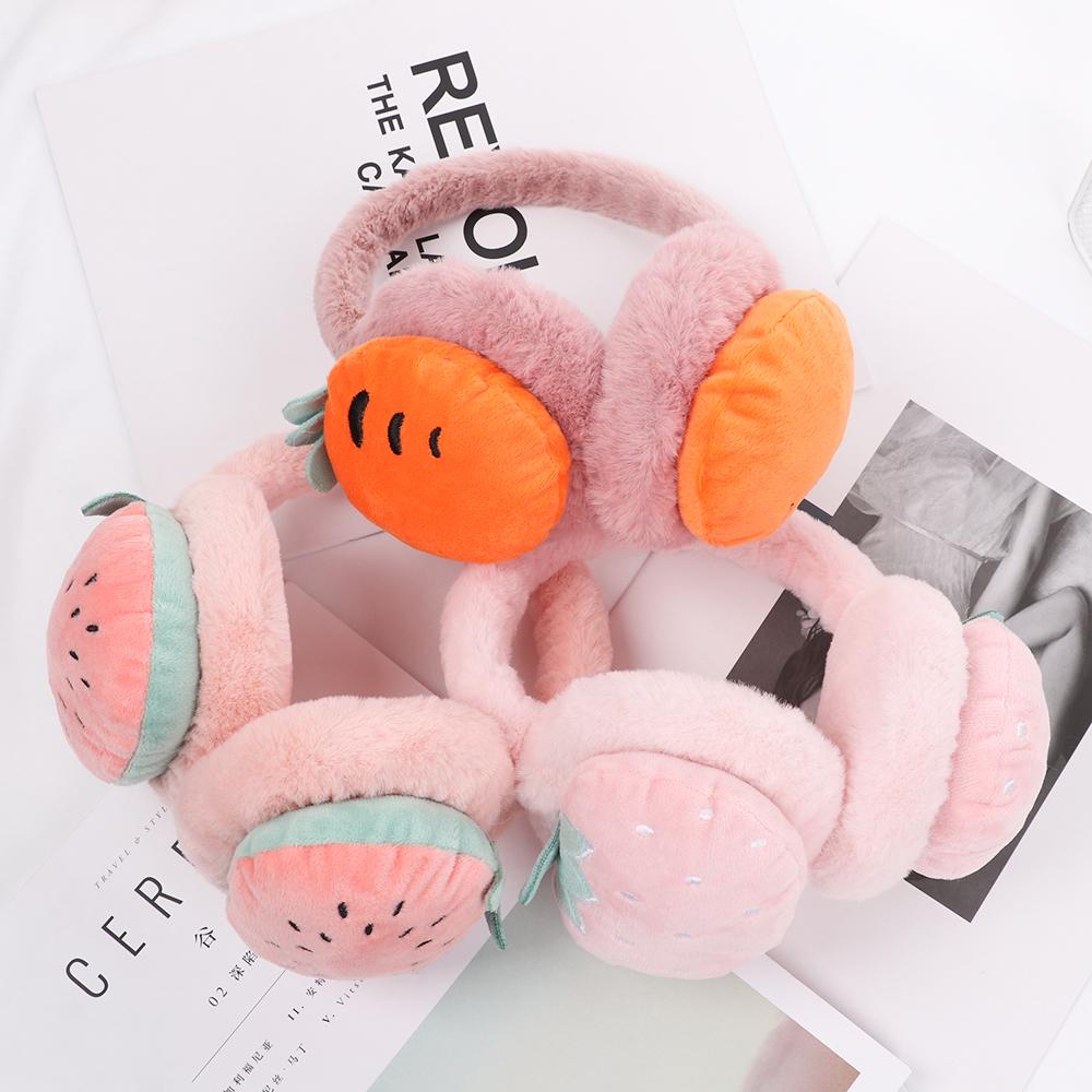 Girls And Boys Cartoon Plush Earmuff Ear Cover Fruit embroidery Ear Warmer