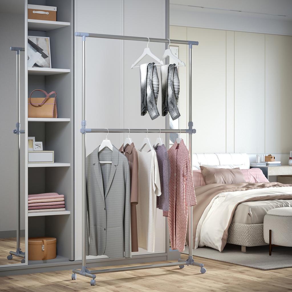 Robuster Kleiderbügel Kleiderstange Hängende Ausstellungsstand-Regal mit Rädern Verstellbar