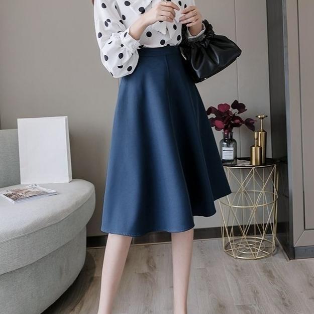 Fustă Retro de Toamnă Iarnă pentru Femei din Piele Suedeză cu Talie Înaltă și Croială Slim Fit Fustă Midi A-Line pentru Femei Fustă Evazată