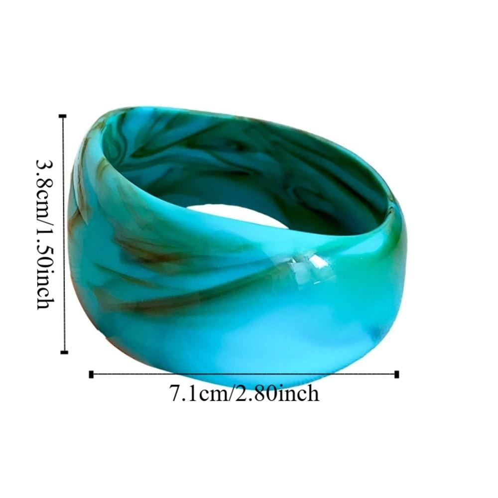 Exaggerated Retro Acrylic Bangle Colorful Geometric Hand Ring Irregular Wide Bracelet  Daily
