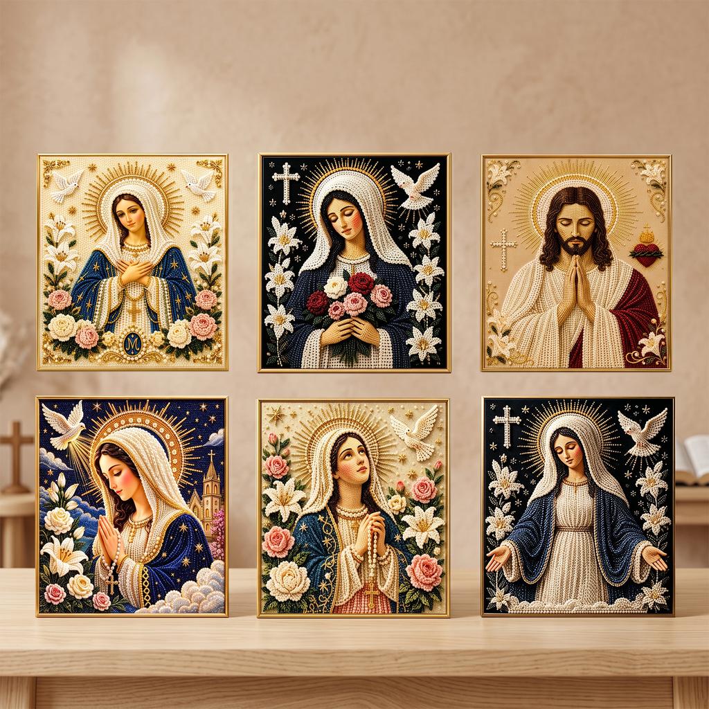 Christmas DIY Art Kit Sacred Heart of Jesus, Creative Gift Holiday Home Diamond Painting Decor