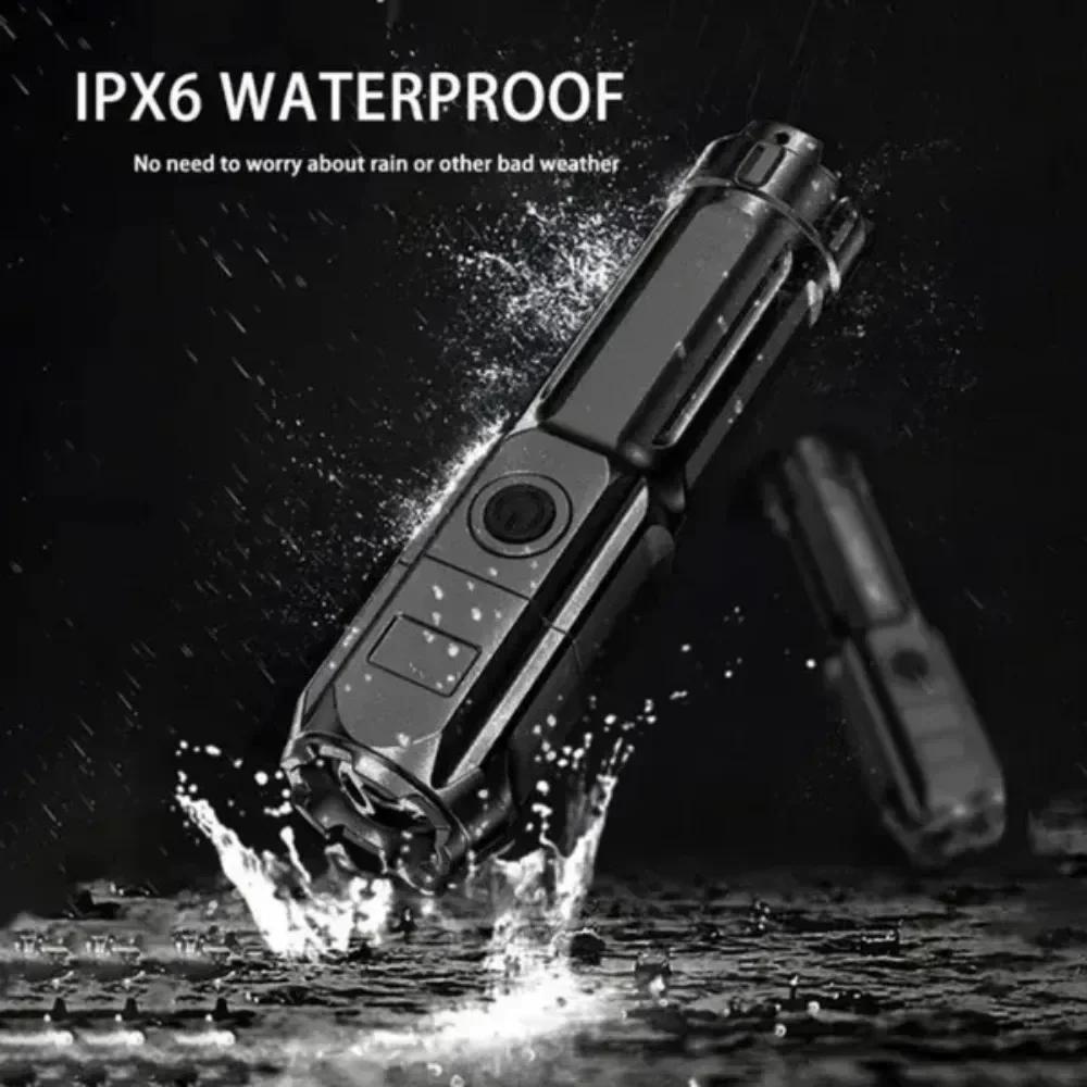 100000 Lumens Powerful LED Flashlight Rechargeable USB 18650 Waterproof Zoom Fishing Hunting Tactical Flashlight ABS Material