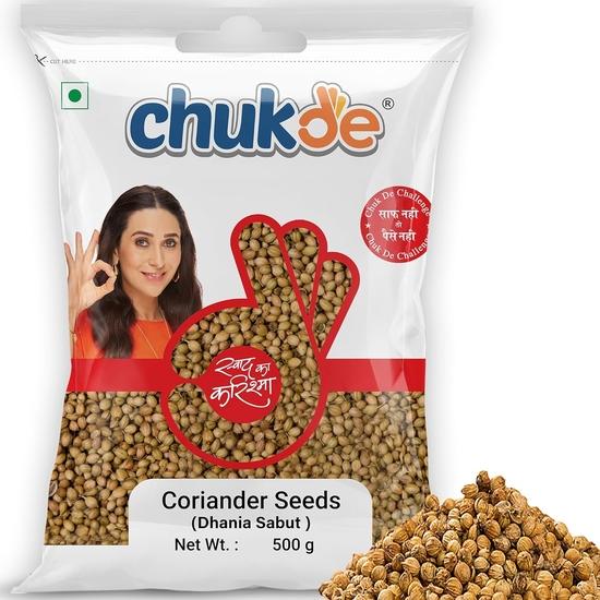 Chukde Dhania Sabut, Coriander Seeds Whole Spices, 500g 500GM