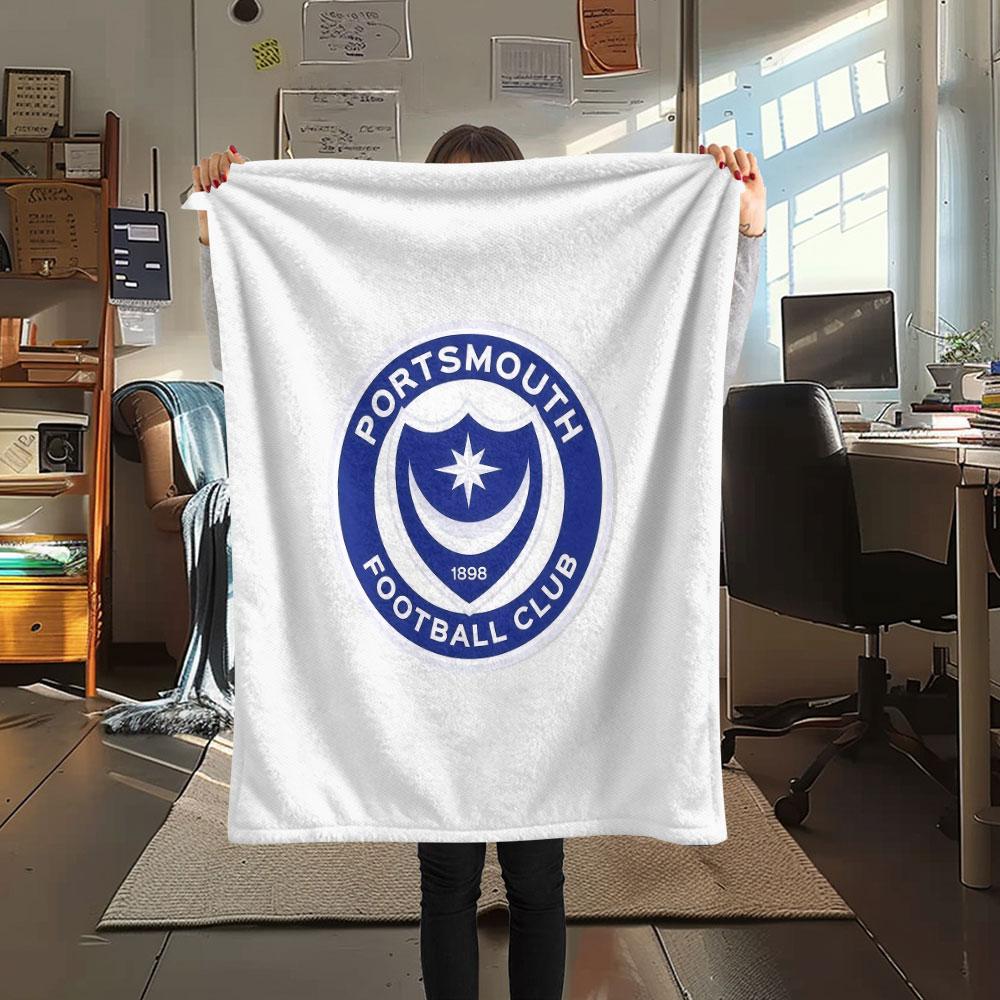 1PC Portsmouth Football Club Patterned Flannel Blanket Suitable For All Seasons for Home Decor Warmth and Comfort Gifts Holiday Present