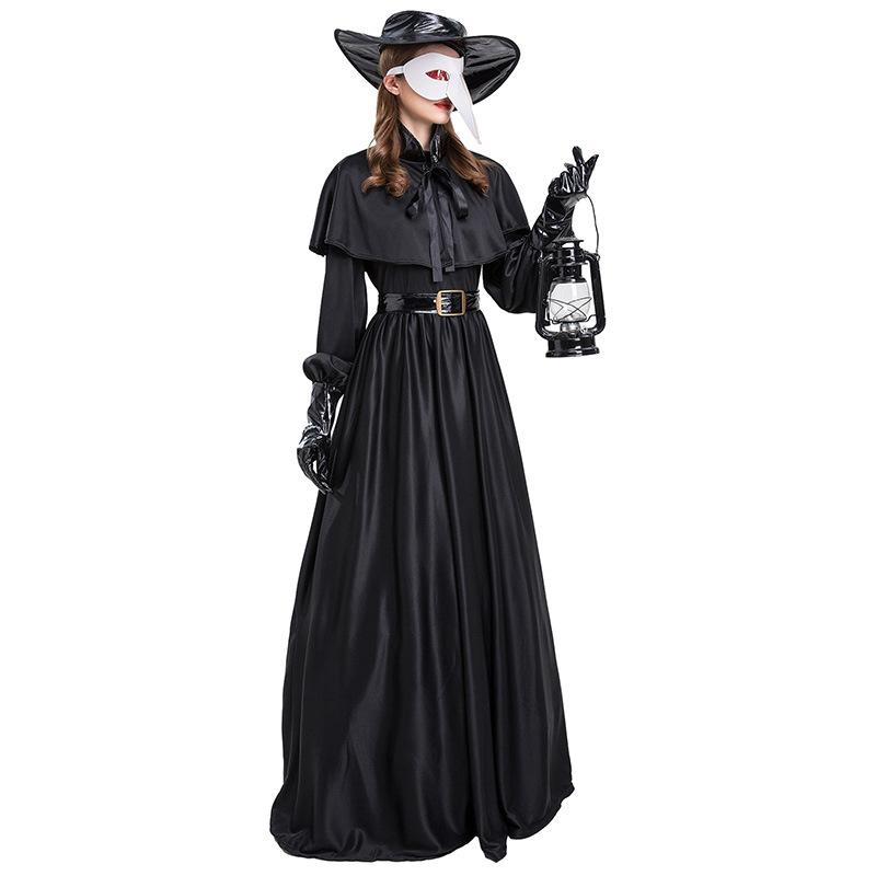 Halloween Adult Medieval Steampunk Wind Plague Doctor Costume Bird Beak Crow Long Beak Mask Costume