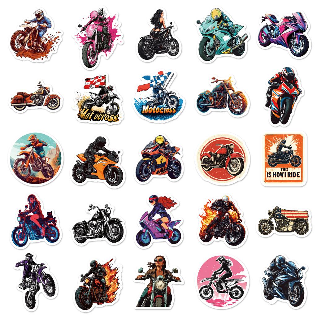 50Pcs Nordic Vintage Motorcycle Stickers - Waterproof Graffiti Decals for Decor & Hobby Display