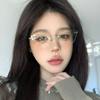 Korean Style Rimless Cat Eye Glasses Clear Anti Blue Light Eyeglasses Women Men Vintage Transparent Rimless Versatile Eyewear