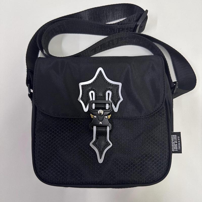 Stilvolle Trapstar Unisex Schulter-Crossbody-Tasche mit reflektierender schwarzer Farbe, perfekt für lässiges Reisen und Charaktere)