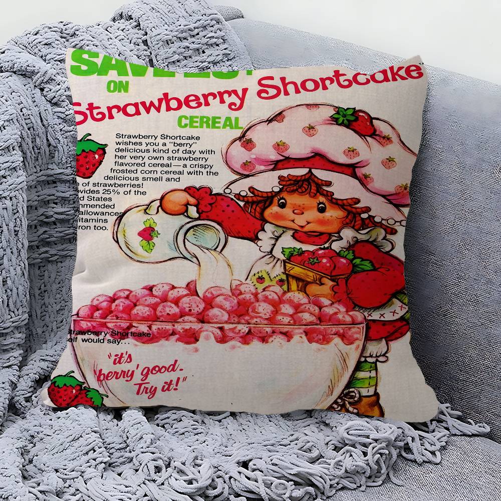 

Cartoon Strawberry Shortcake Personalized Pillow Cover Kids Bedroom Wild Party Decor Pillowcase Kid Birthday Shower Gift 30x30 cm