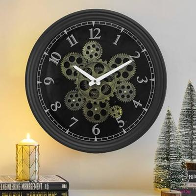 15 Zoll Echte bewegliche Zahnräder Wanduhr Vintage Industriell Steampunk Metall Wanduhr für Wohnzimmer Dekor Küche Home Office Hou