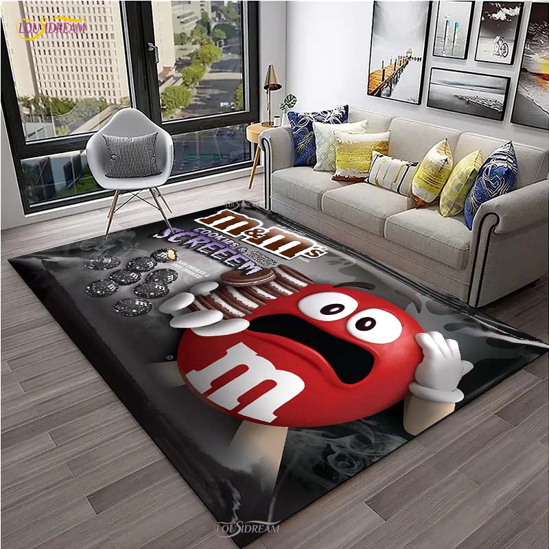 M&M Sweet Cartoon Kawaii Cute Carpet for Living Room Bedroom decor Yoga Area Rug Kitchen Unslip Floor Mat Alfombra Birthday gift