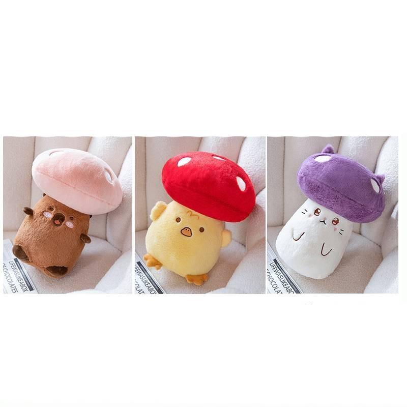 Cute Mushroom Plush Toy Stuffed Animal Doll Pillow Hanging Pendant 32cm Soft Pp Cotton Short Plush Waterfowl Duck Cat Design