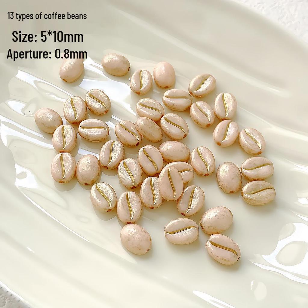 Picasso-Style Acrylic Coffee Bean Czech Beads for DIY Bracelets & Rings