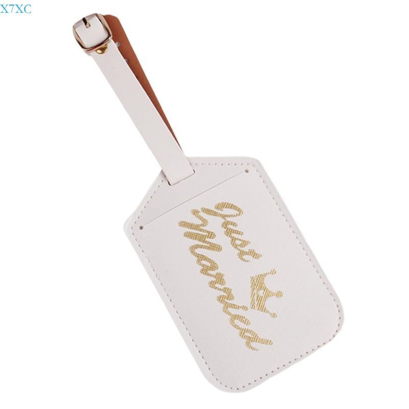 

X7XC PU Leather Suitcase Luggage Tags Name Address Holder Identifier Label Tag Weddin білий