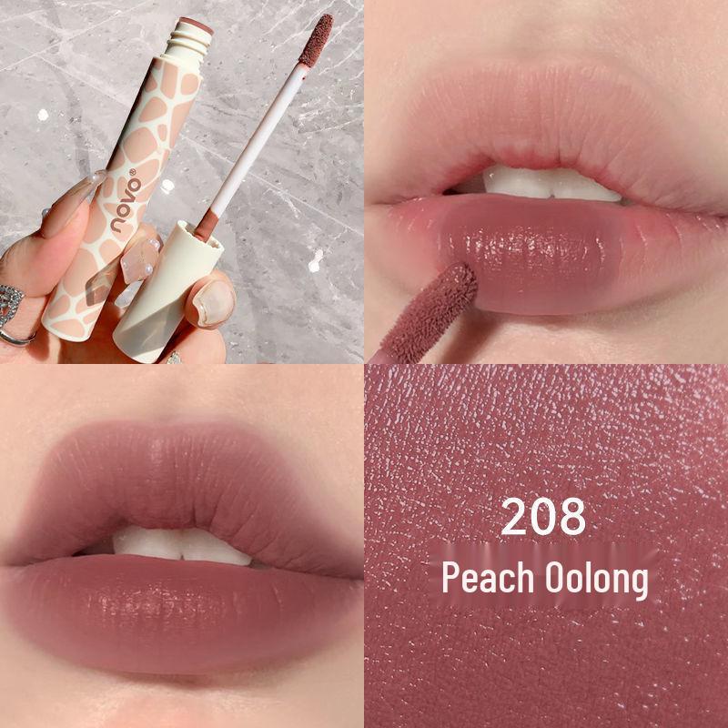 NOVO Matte Velvet Lip Glaze: Non-Stick, Non-Fading, Waterproof, Sweatproof, Student-Friendly Nude Makeup Lipstick.