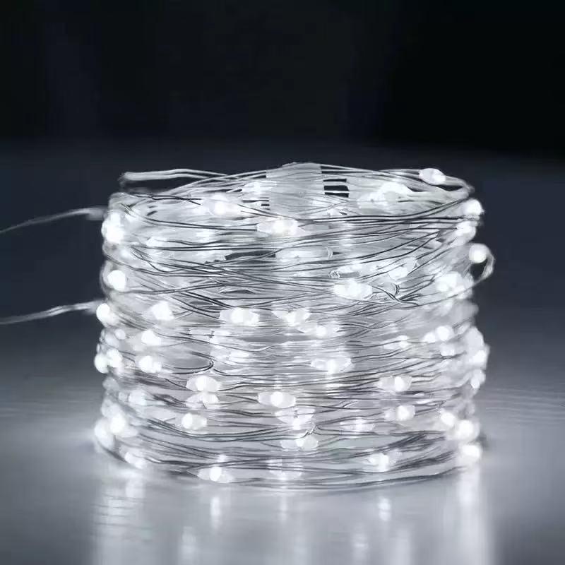 

Christmas LED String Lights with Battery Box and Switch - Copper Wire Holiday Decoration Gift 1m 10 LEDs Continuous-On (Battery) белый