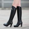 Stivali Alti al Ginocchio Moda Scarpe Invernali da Donna Pelliccia Caldi Stivali da Neve Tacchi Alti Spessi Plateau Stivali Alti da Donna Scarpa Bianca Nera Signora