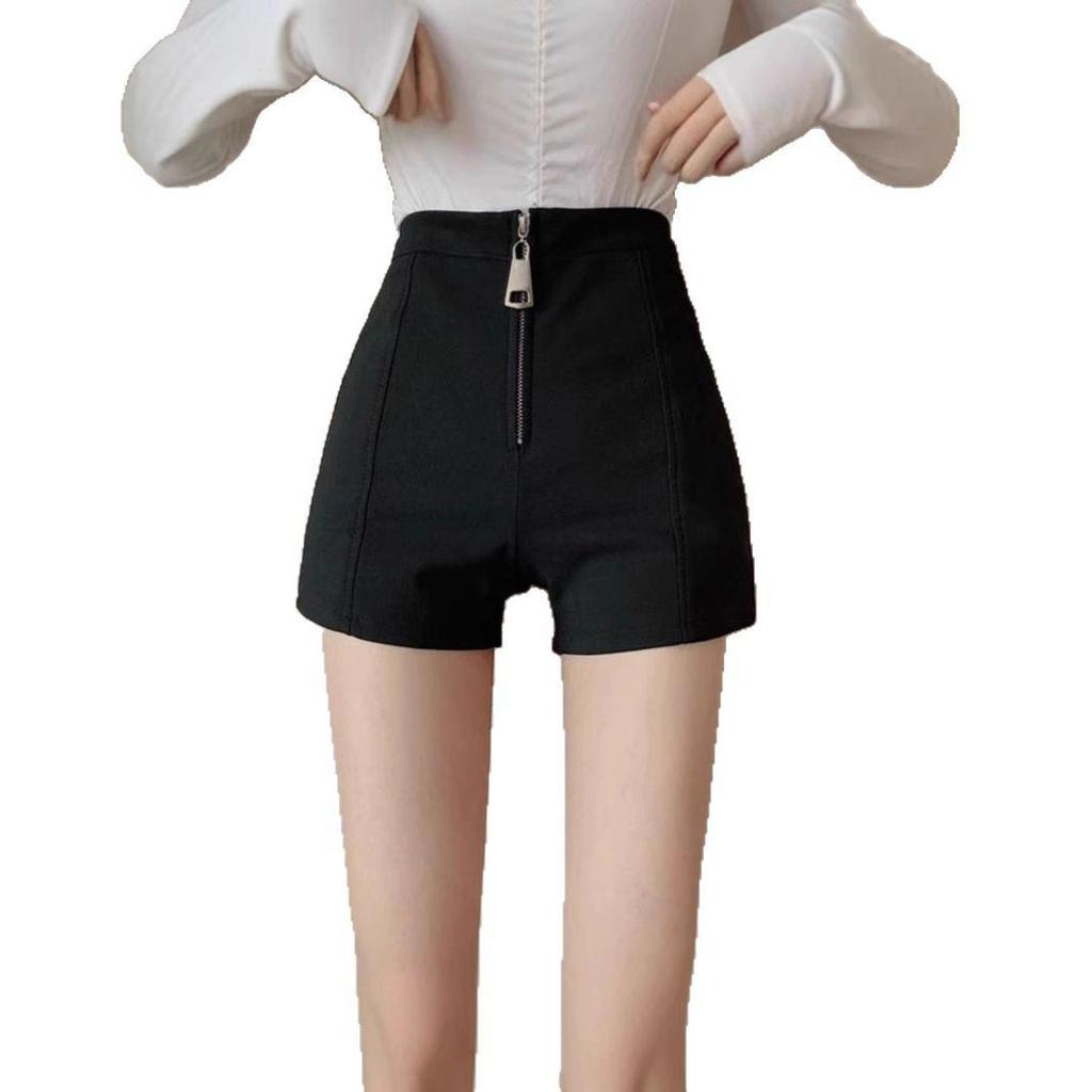 2025 Summer Plus Size High Waist Black A-Line Wide Leg Shorts for Women