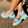 Woven Platform Sandals Women  Summer Candy Color Ankle Strap Gladiator Shoes Ladies Thick Heels Sandalias Mujer Plus Size 43