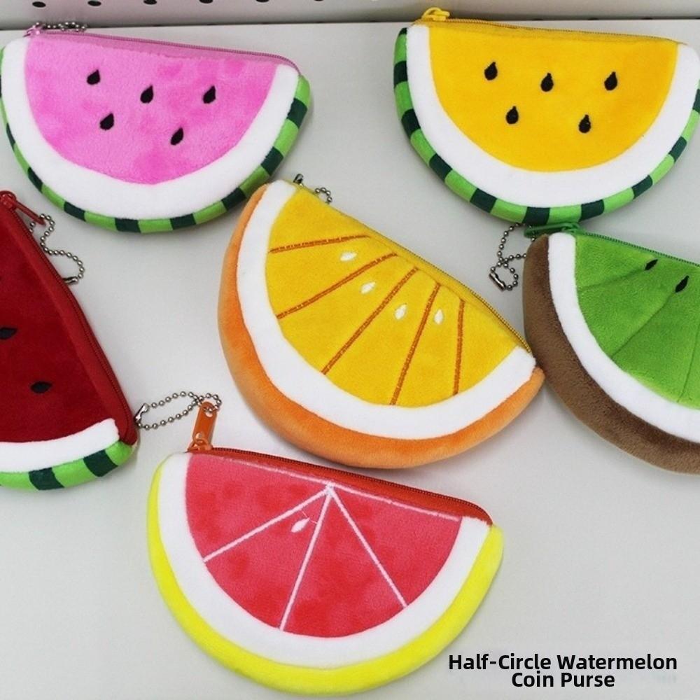 Zipper Watermelon Coin Purse Cute Cartoon Mini Card Bag Money Holder Plush Fruit Wallet Women