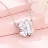 Heart-shaped Zircon Necklace with Four leaf Clover