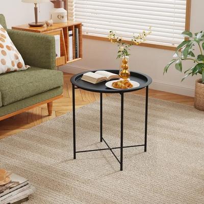 Round Small Side Table Detachable Coffee Table Balcony Small Table Bedroom Simple Side Table for Living Room Foldable Nightstand
