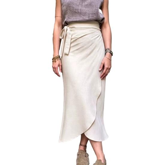 Women Skirt, High Waist Large Hem Midi Skirt, Irregular Split Slimming Skirt for Work Leisure Daily Wear Beach Travel Parties
