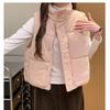 Women S Corduroy Down Cotton Vest Stand Collar Loose Short Solid Pockets
