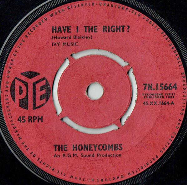 

7inch Record HONEYCOMBS - Have I The Right 7N15664 Pye Records 1964 UK Rock Used