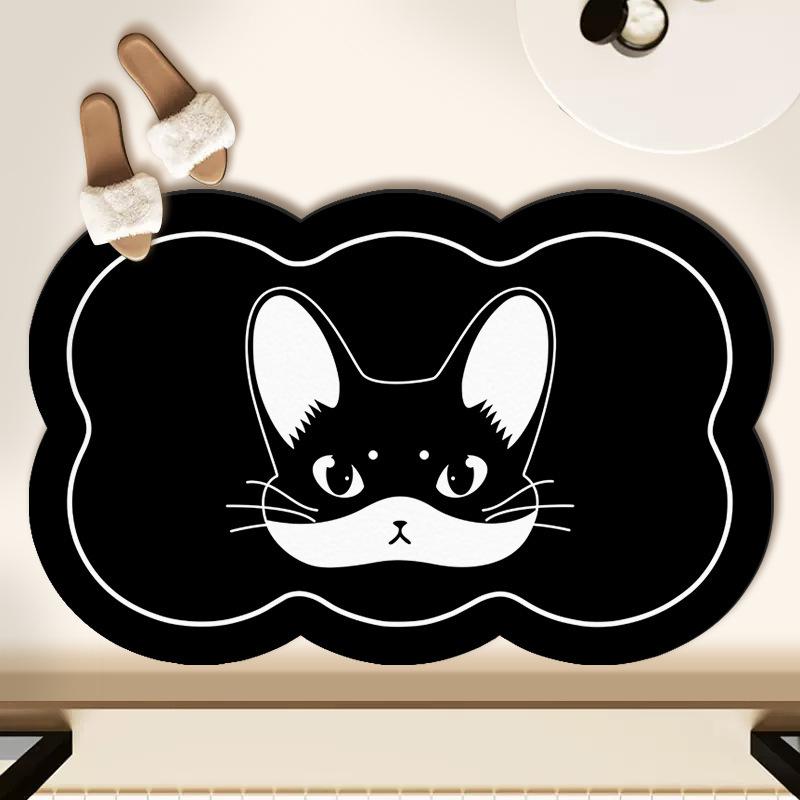 Small Fresh Black Technology Soft Diatom Mud Absorbent Mat Bathroom Non-slip Mat Bathroom Door Quick Dry Mat Bathroom
