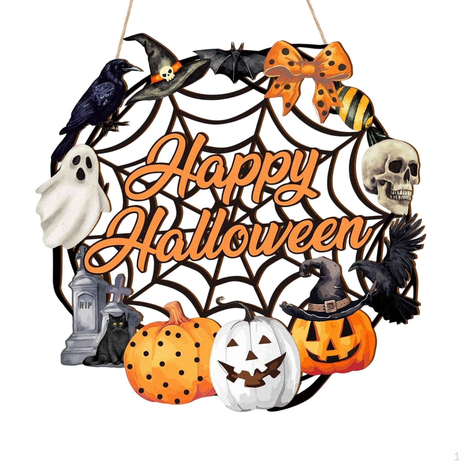 

Хэллоуин Деревянная табличка для дверной таблички Двор Гостиная Сад Cobweb