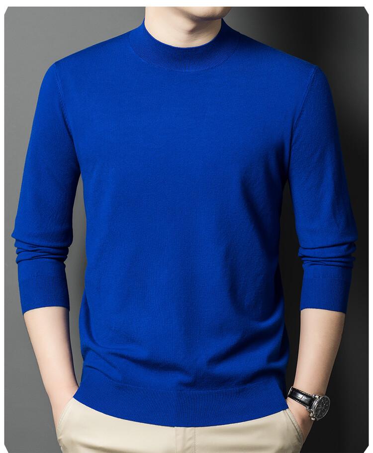Pull en maille à manches longues et col semi-montant style coréen pour homme