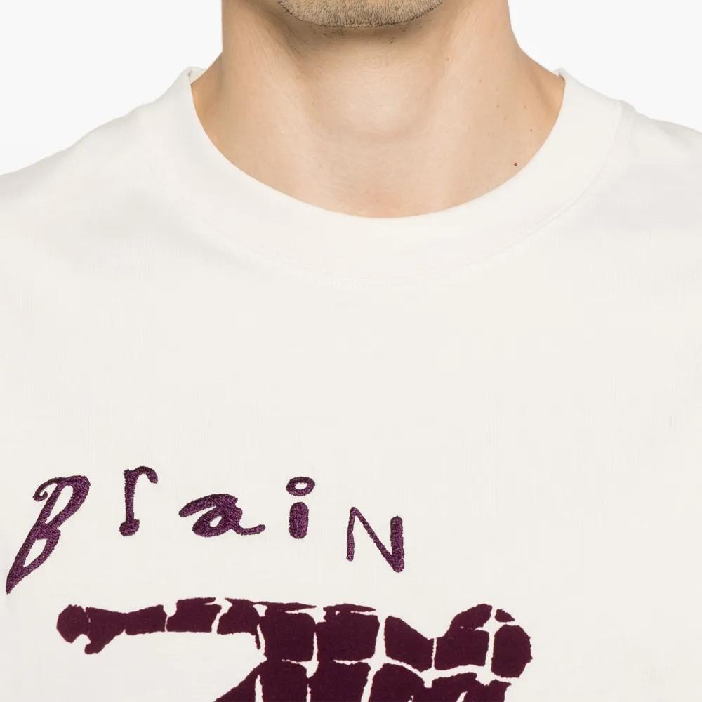 Adidas Originals X Brain Dead Collaboration Flocked Logo Letter Crew Neck Loose Fit Short Sleeve T-Shirt Men Tops White JX9393