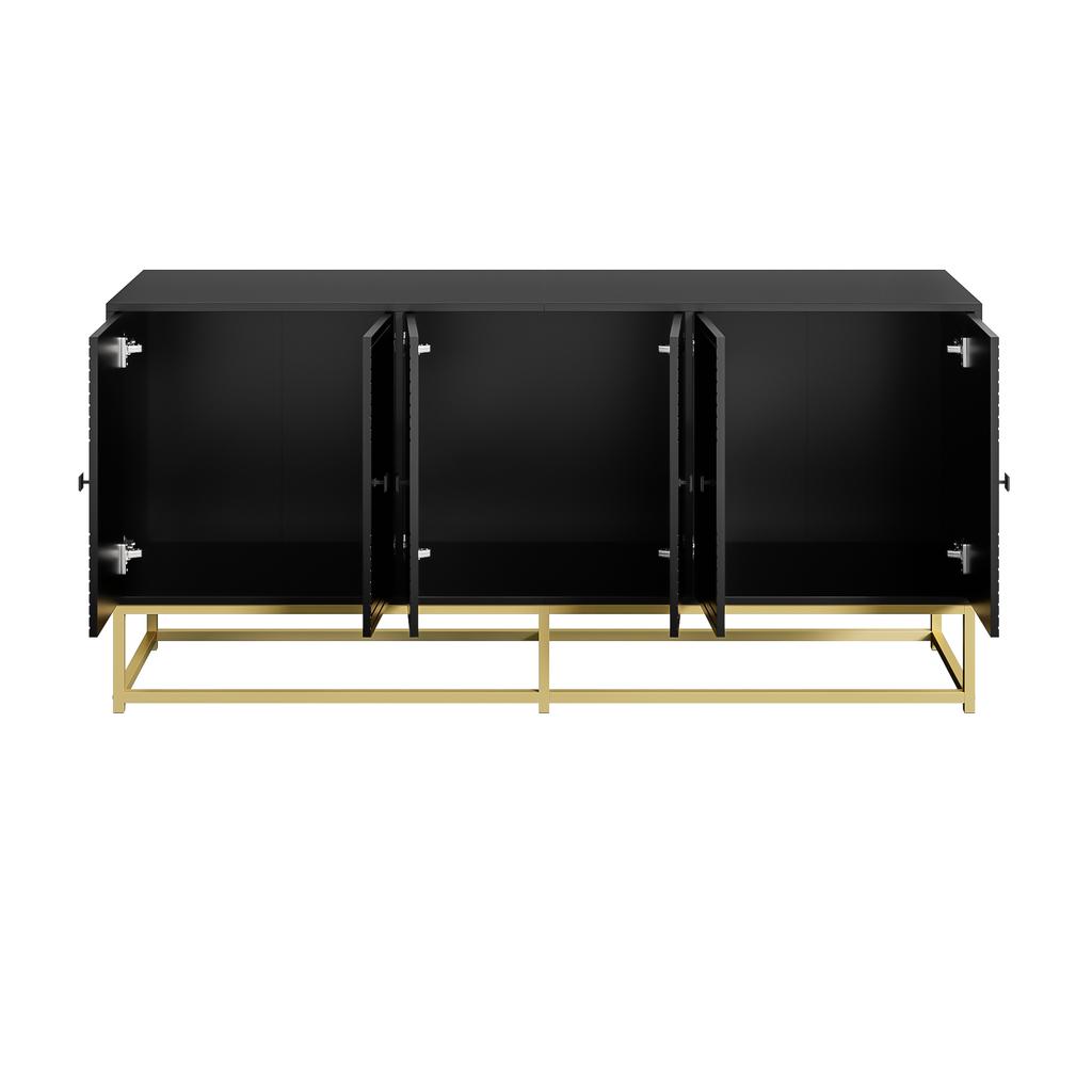 Modern Black Storage Cabinet with 3 Double Doors, Large Storage Space and Matte Surface, Stylish Sideboard for Living Room, Dining Room & Office