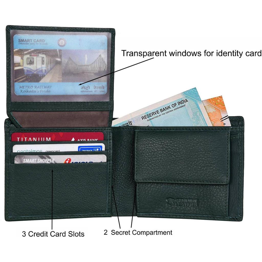 Męski portfel ze skóry naturalnej, casualowy, formalny, modny (6 miejsc na karty)