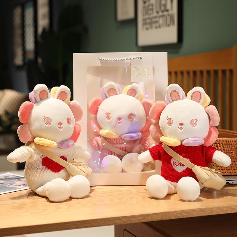 Cute Sun Flower Drag Rabbit Plush Doll Doll Creative Children's Rag Doll White Rabbit Birthday Gift