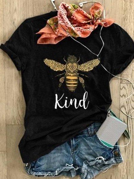 Big bee print women s T-shirt loose European beautiful women s top women s T-shirt European and American hot models S