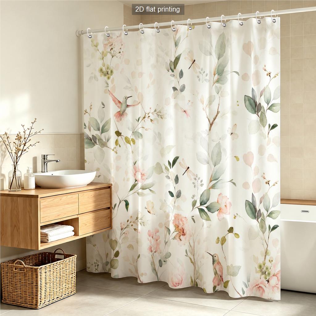Winter Forest Floral Abstract Print Polyester Shower Curtain Bathroom Decor Bathtub Curtain with Hooks Multiple Designs