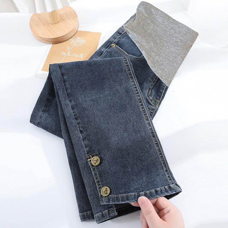 

Джинсы прямого кроя для беременных Весна и Осень 2023: Брюки-сигареты для ранней беременности больших размеров L сине серый