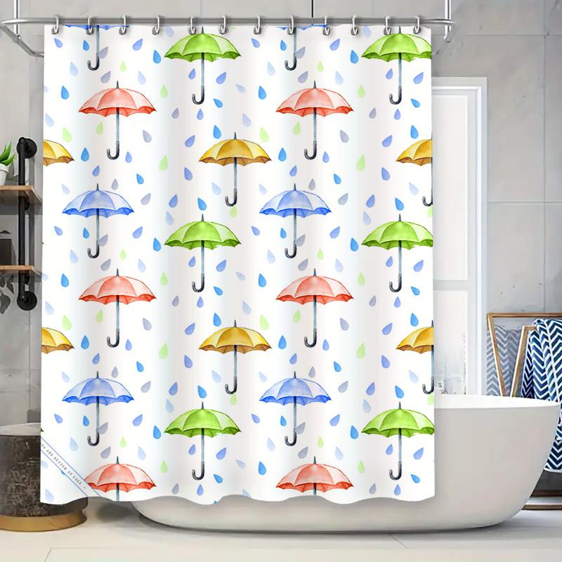 

Colorful Umbrellas Shower Curtain Waterproof Fabric Print Bathroom Decorations for Home Decoration White Background 90x180cm