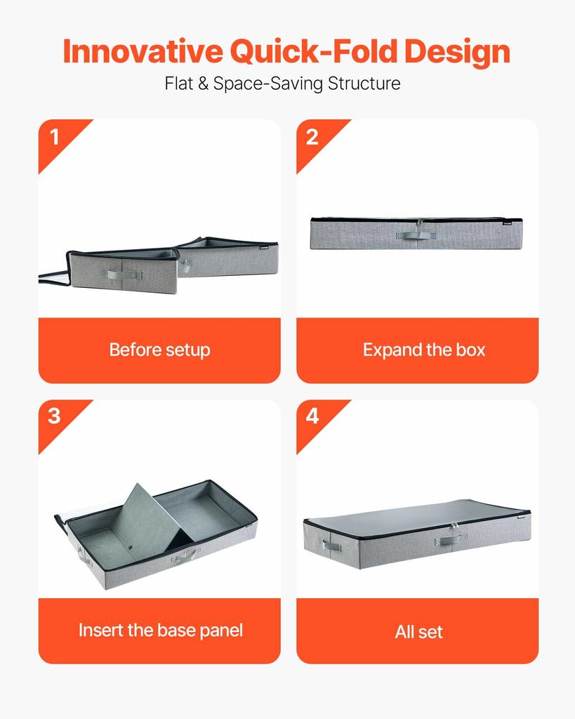 VEVOR Under Bed Storage with Clear Lids, 850 x 430 x 120 mm, 45L Large Underbed Clothes Storage Containers