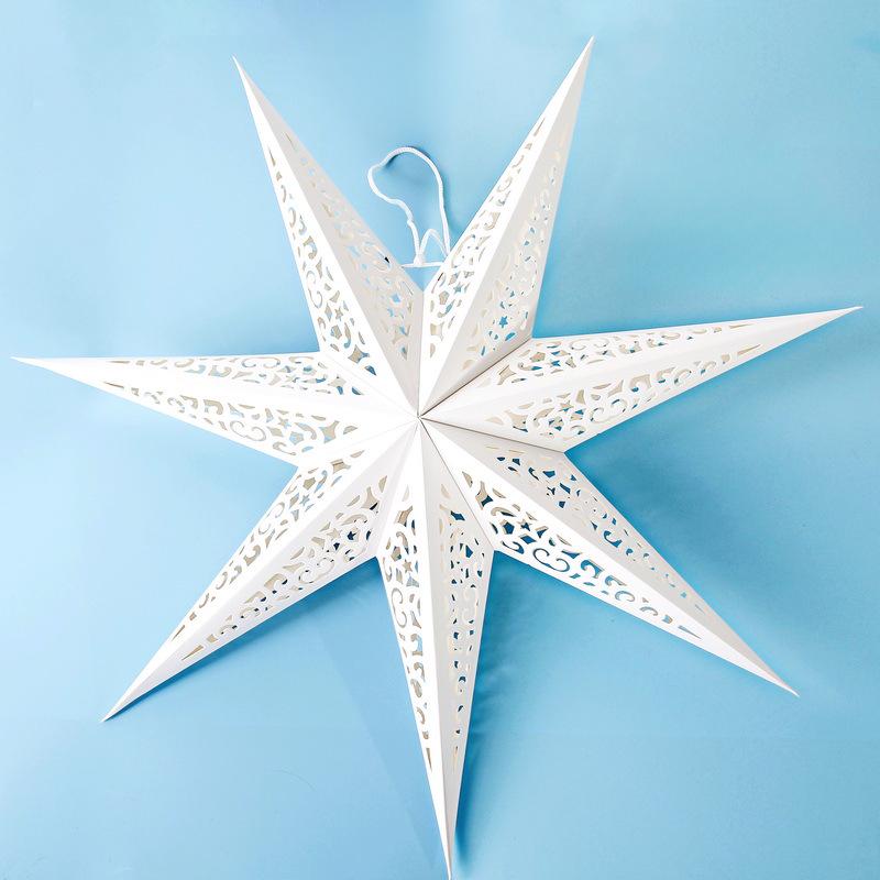 Weißer hohler Papierstern Lampenschirm - Weihnachts-, Hochzeits- und Partydekoration.